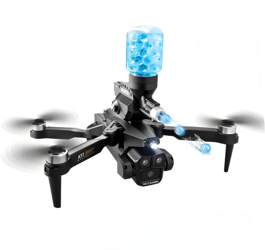 Dron K11 Max Shoot Triple Cámara Dispara Bolitas Hidrogel Negro